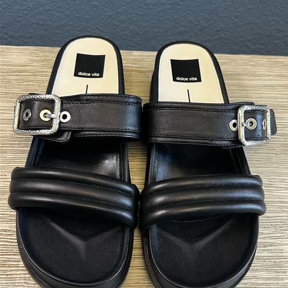 Dolce Vita Soya Black Sandals Silver Buckles - Picture 9 of 9